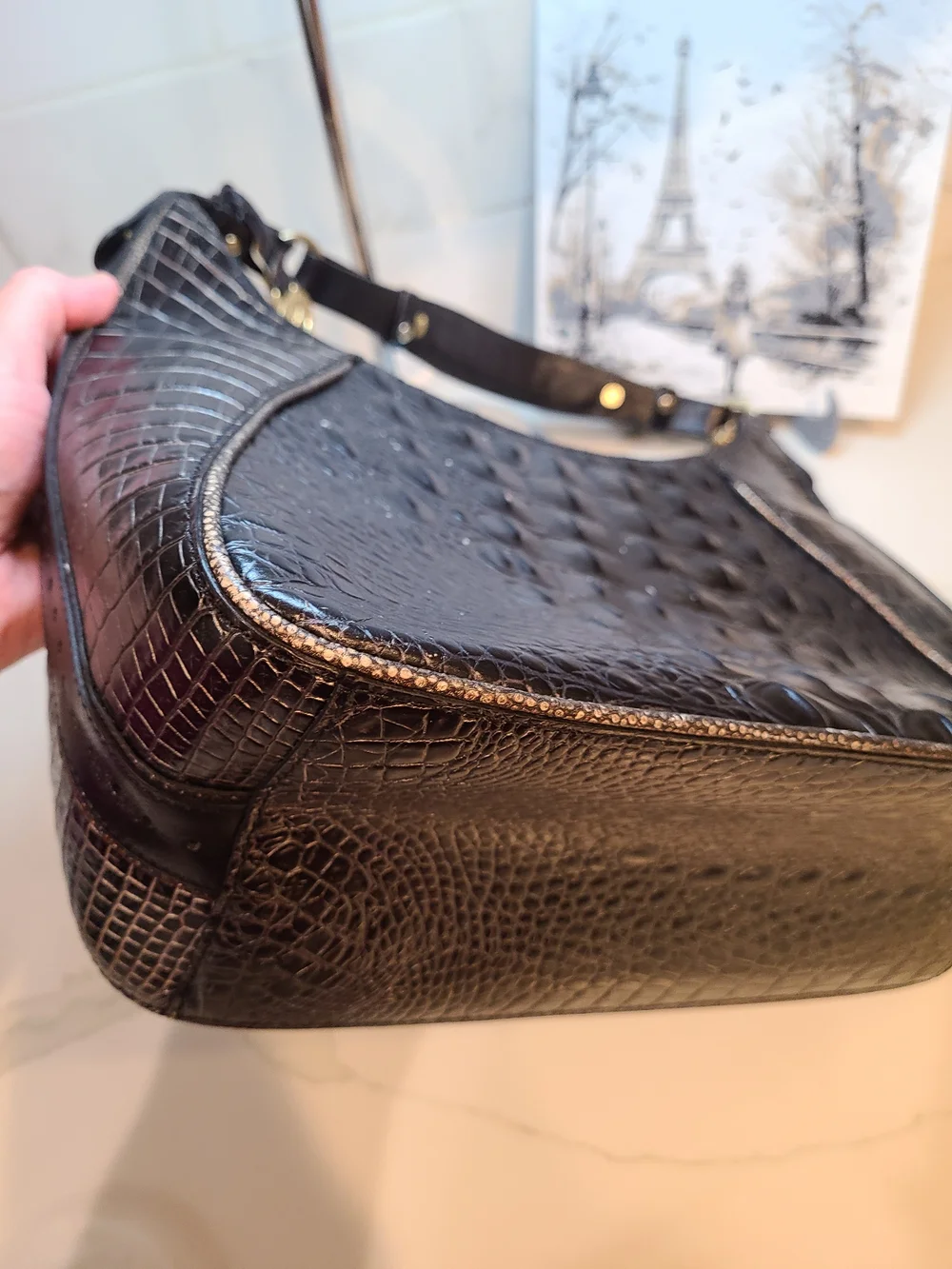SOLD Brahmin Vintage Karissa Black Leather Shoulder Bag Fair - Picture 17 of 17